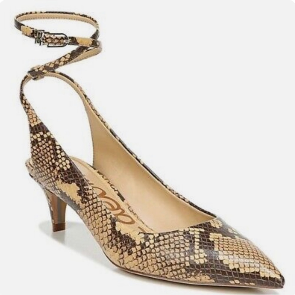 NWOB Sam Edelman Devry pumpSize 7.5 Snake Print Leather Slingback Heel Pumps